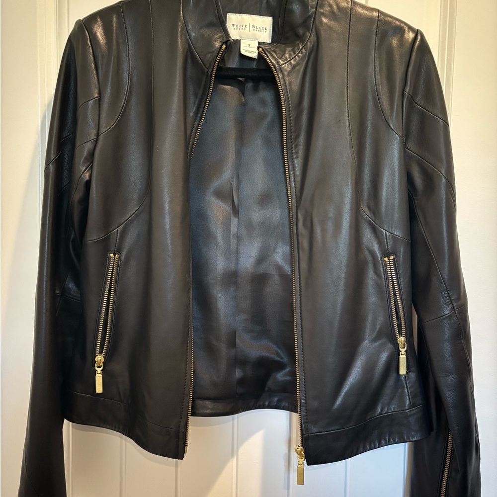 White House Black Market Dark Leather Jacket
